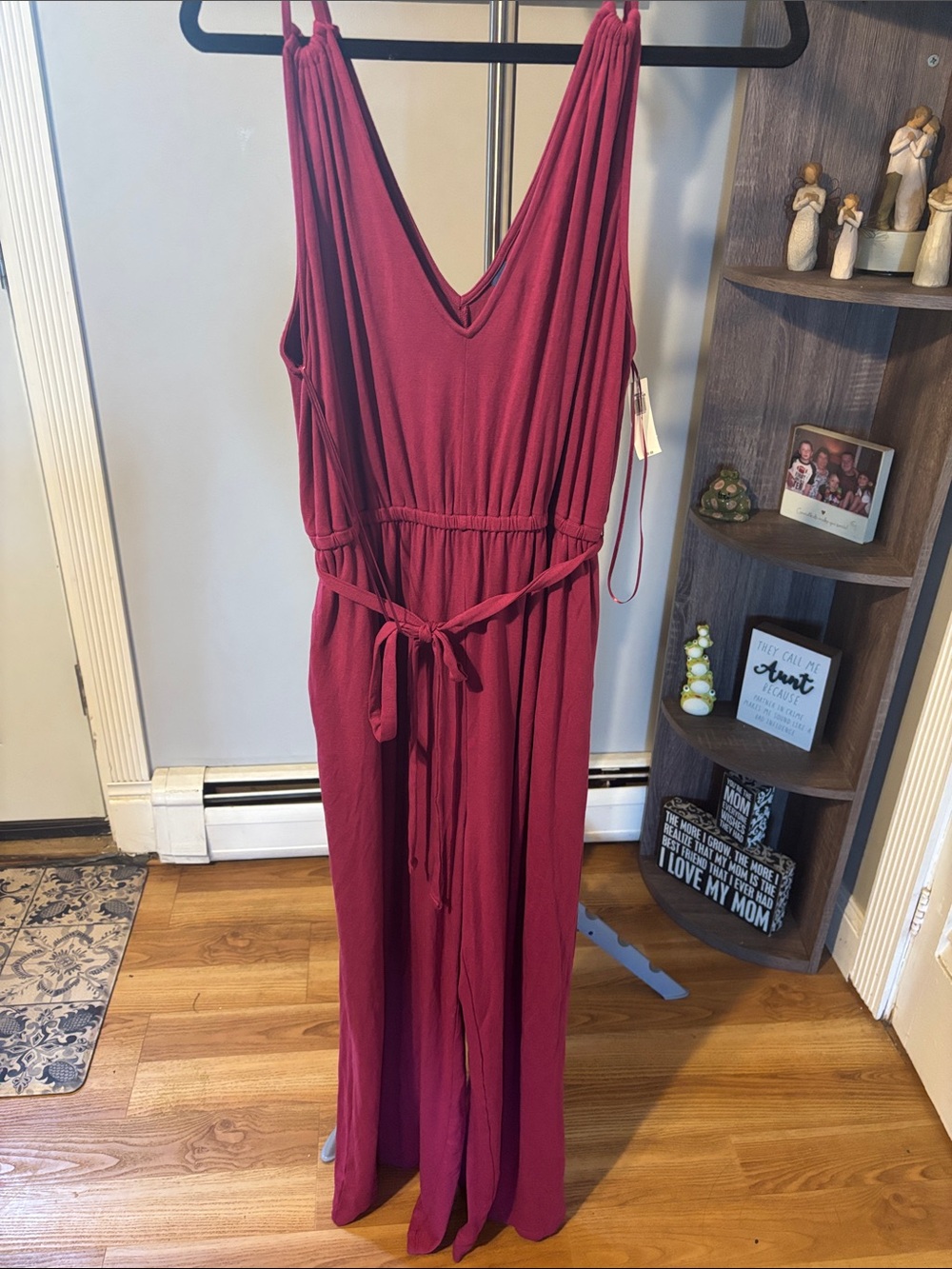 NWT old navy sleeveless v -Neck Maxi Jumpsuit with Self-Tie Waist size large